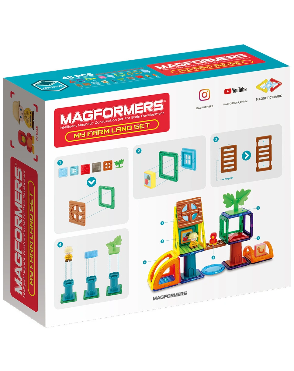 Magnet-Bausatz MAGFORMERS 279-14 MY FARM LAND SET 48-teilig