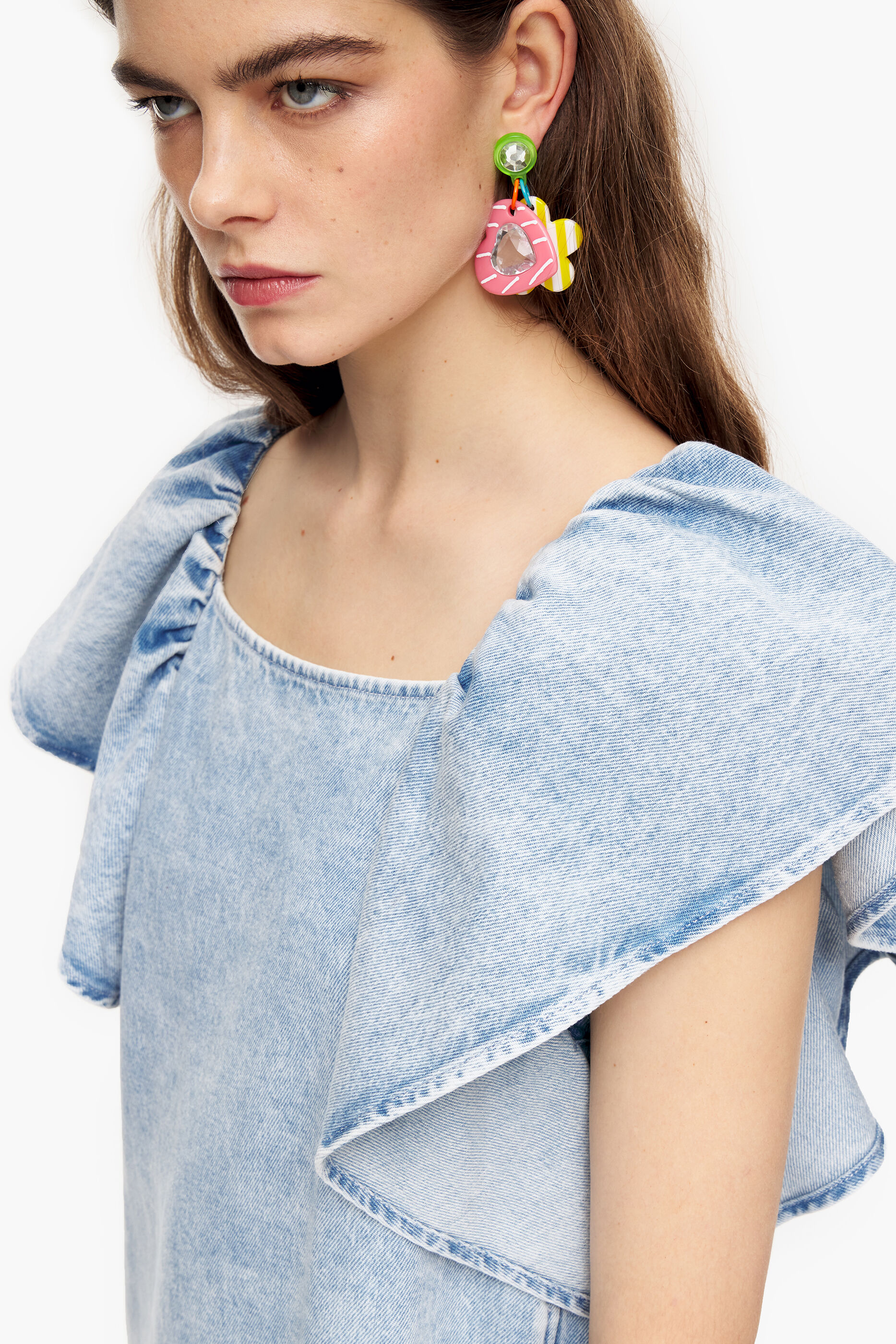 Vestido curto jeans azul claro