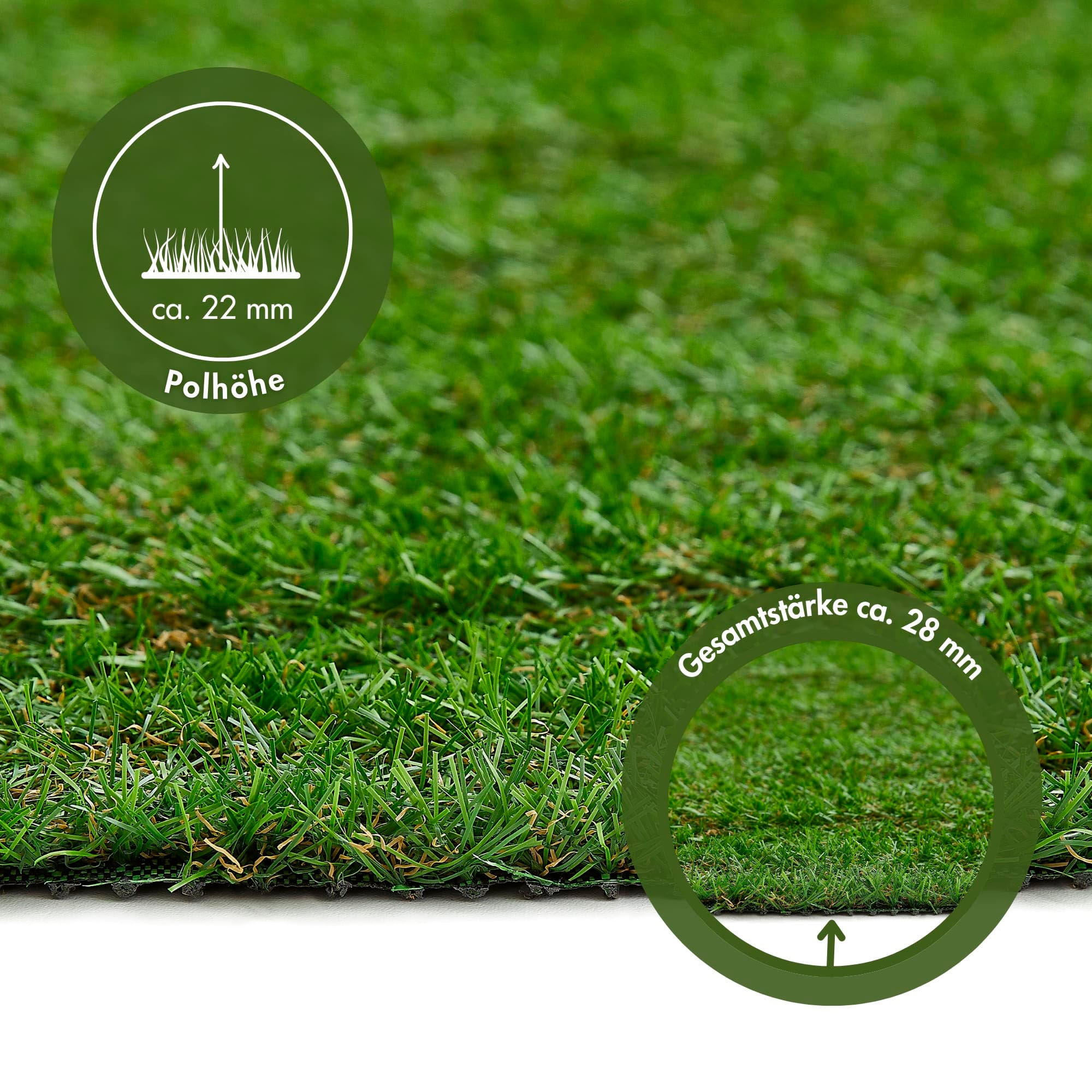 Andiamo Kunstrasen »Rasenteppich Sansibar« rund 20 mm Höhe realistische Optik, mit Drainagefunktion, für Balkon & Terrasse