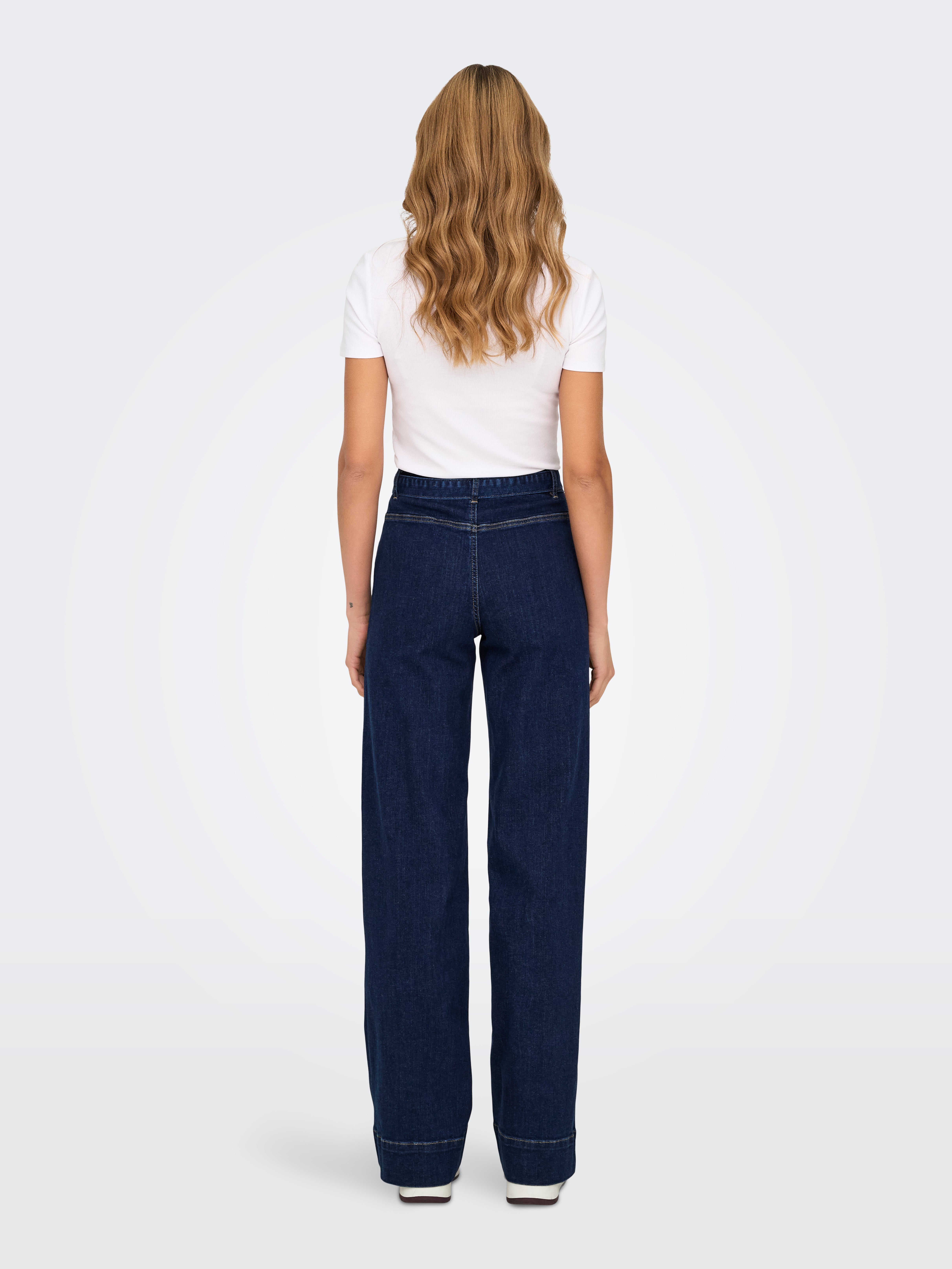 ONLMADISON Hohe Taille Weiter Beinschnitt Jeans Dark Blue Denim