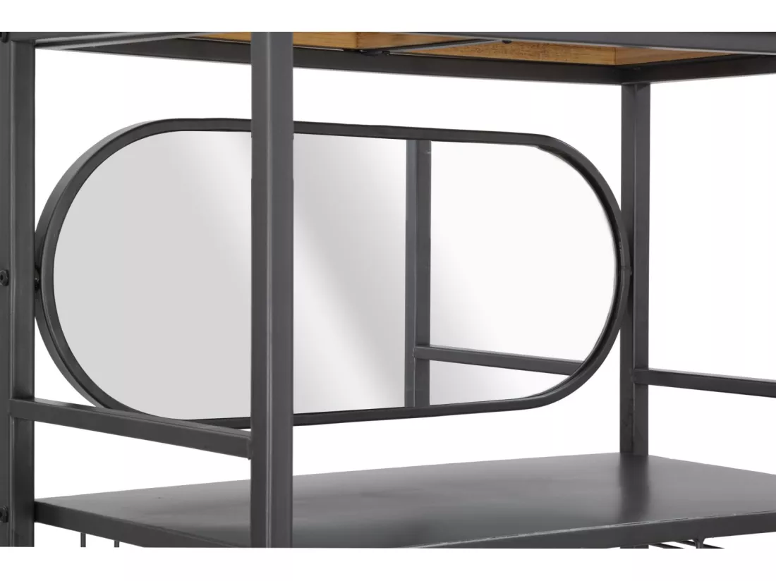 Meuble en métal noir avec tiroir et porte-bouteille 68x37x165 cm