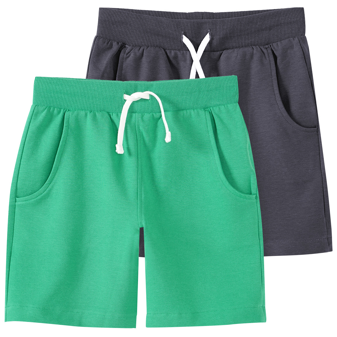 Famy 2 Jungen Joggingshorts im Set grün / dunkelgrau