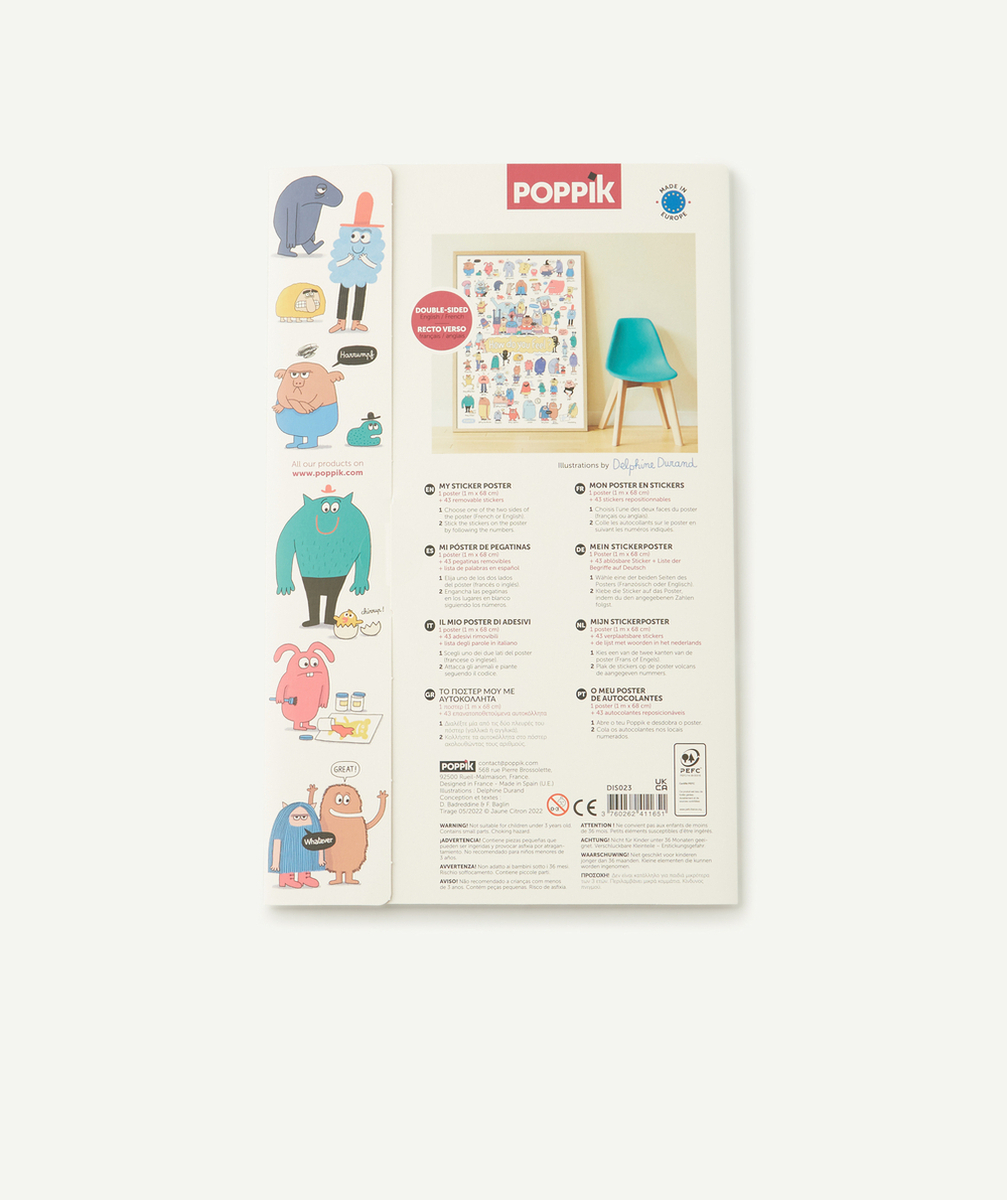 POPPIKPOSTER AVEC STICKERS SUR LES ÉMOTIONS 3-7 ANS
