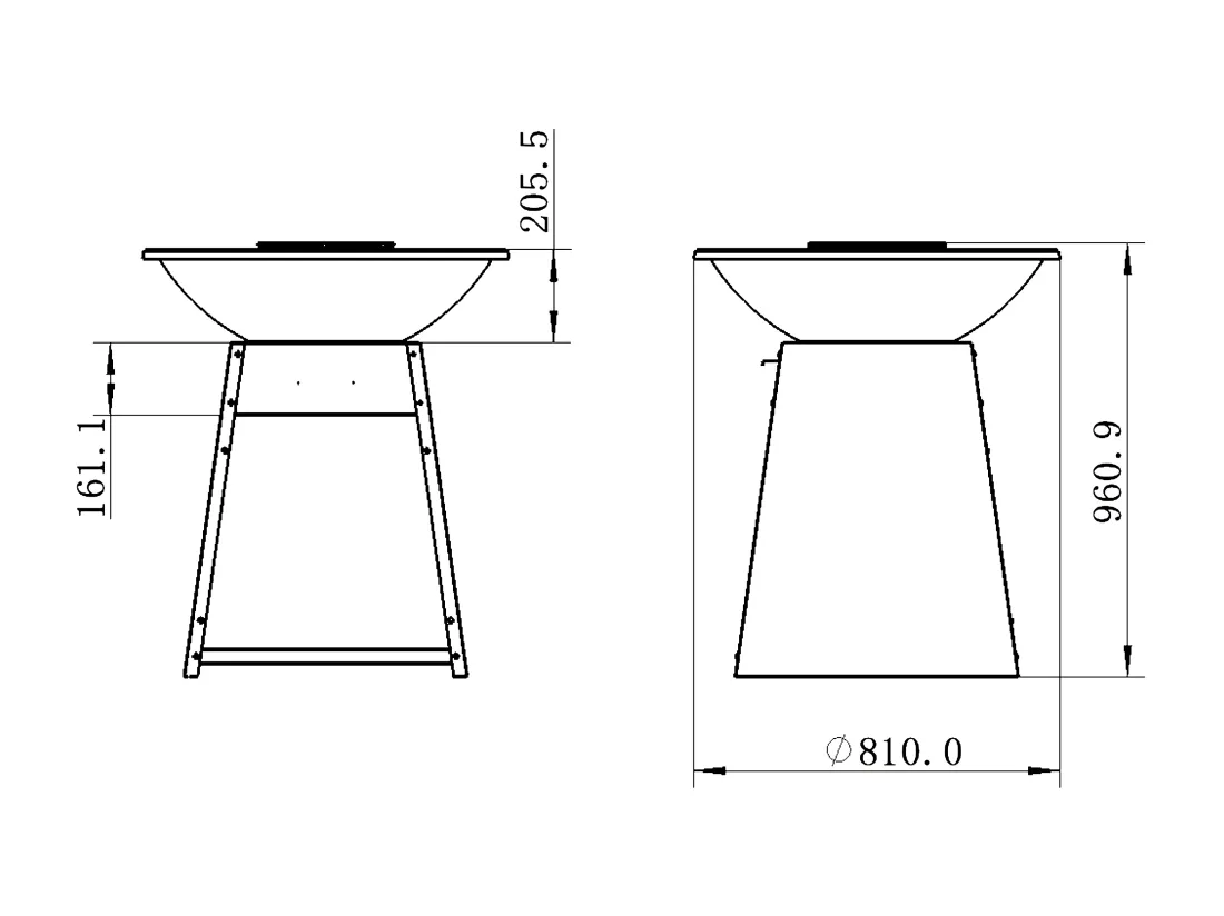 Barbecue plancha brasero en acier - L81 x l81 x H96 cm - Noir - CORVERA