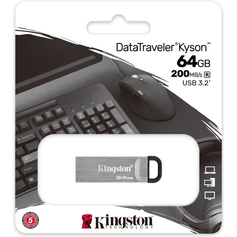 Kingston clé USB DataTraveler Kyson 64 Go Usb 3.2 (USB-A) Argent