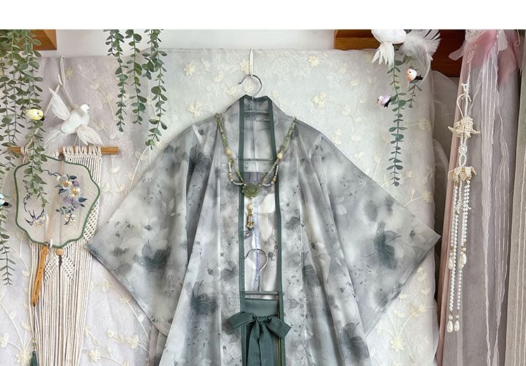 Francoix - Bloemen Hanfu Jas / Camisole Top / Maxi Rok / Set