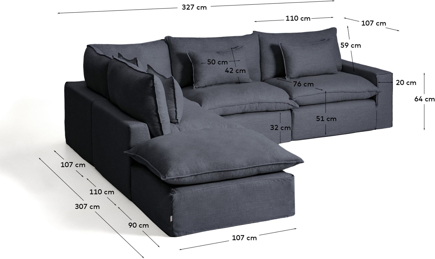 Kave Home Anarela Donkergrijs Hoekbank