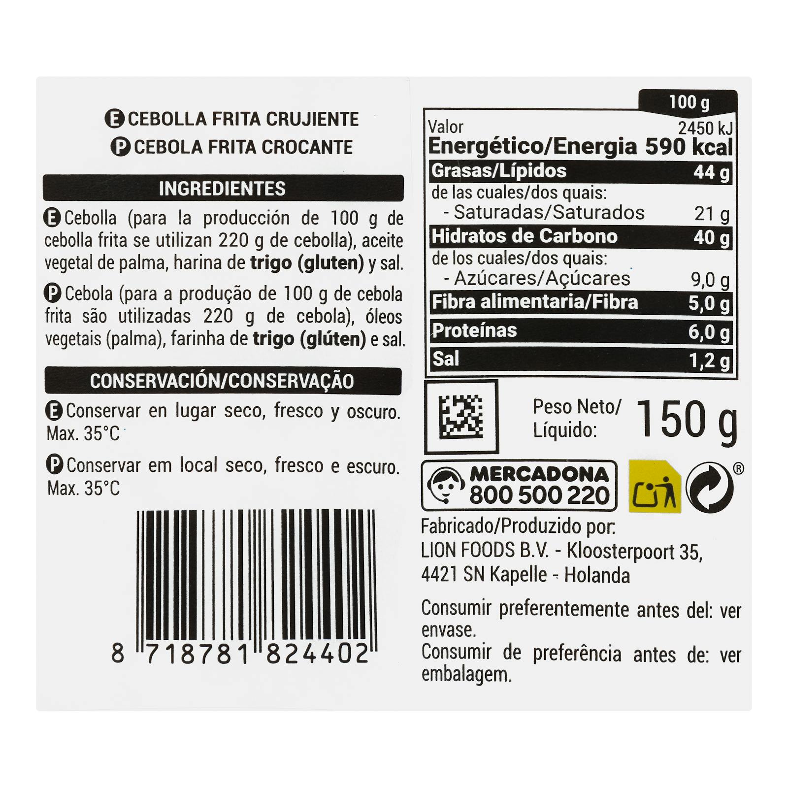 Oignons frits croustillants de Hacendado