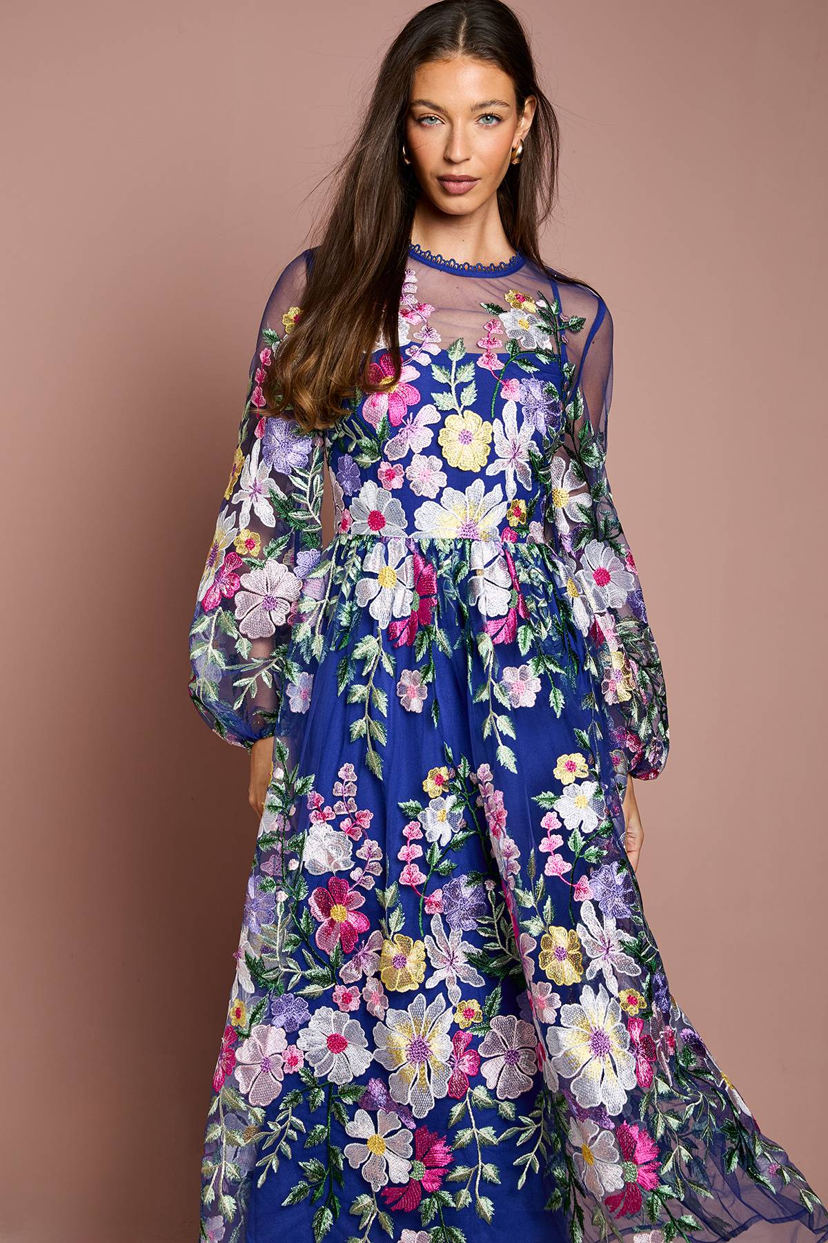 Coast Robe Maxi Brodée à Manches Longues Coast Muse