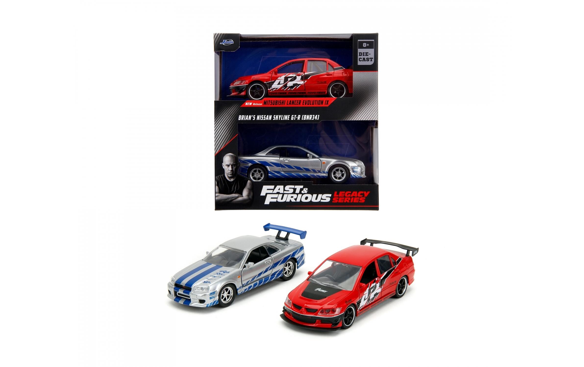 Fast & Furious Twin Pack Wave 4/2 1:32Fast & Furious Modellautos: Mitsubishi Lancer Evolution IX & Brian's Nissan Skyline GT-R (BNR34)