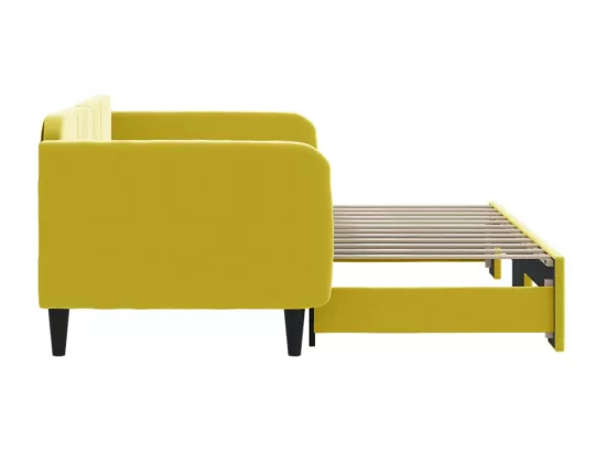 Lit de jour avec lit gigogne jaune 90x200 cm velours