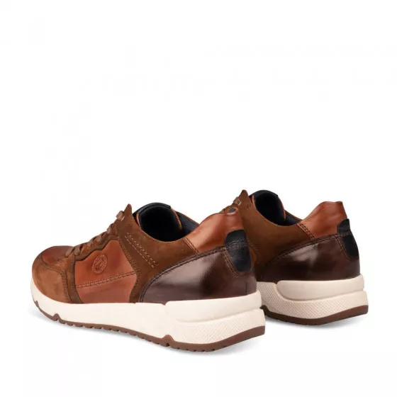 Baskets COGNAC DENIM SIDE CUIR