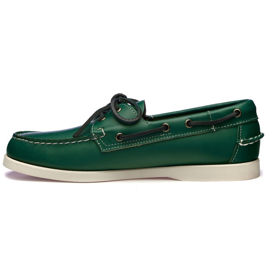 DOCKSIDES CUIR Green Forest-Chaussures bateau pour homme en cuir vert Portland