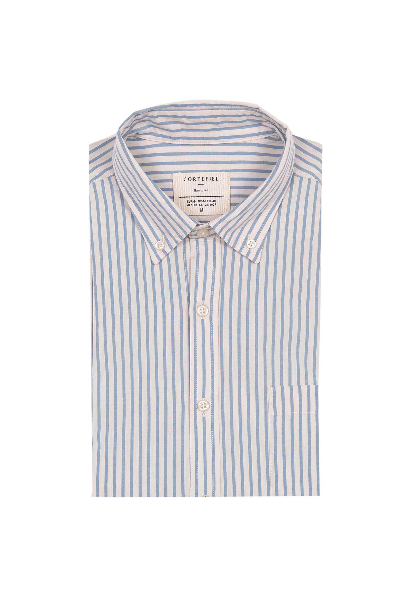Camisa listrada fácil de passar