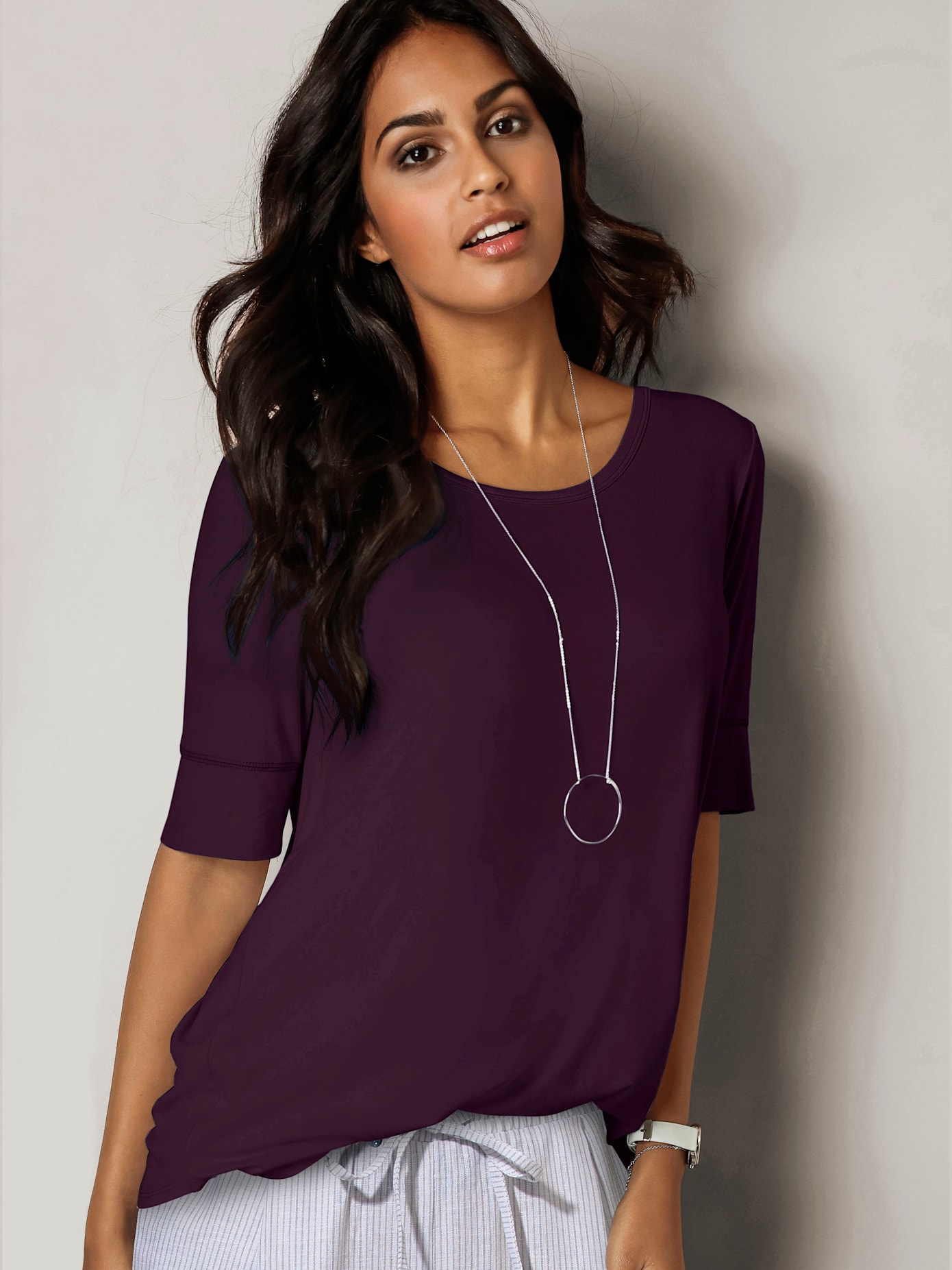 T-shirt femme simple élégant manches doublées