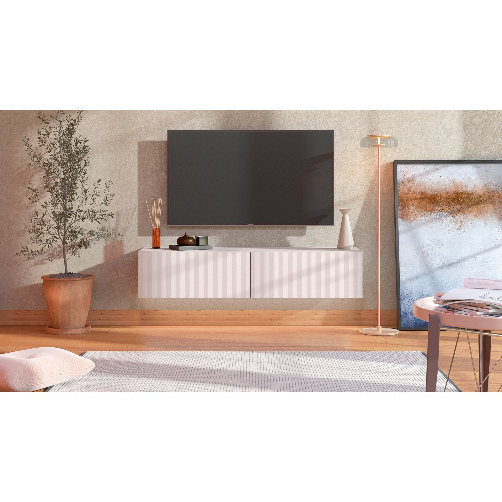 TV-Möbel Anbes Dekor weiss 154 x 32 x 42 cm