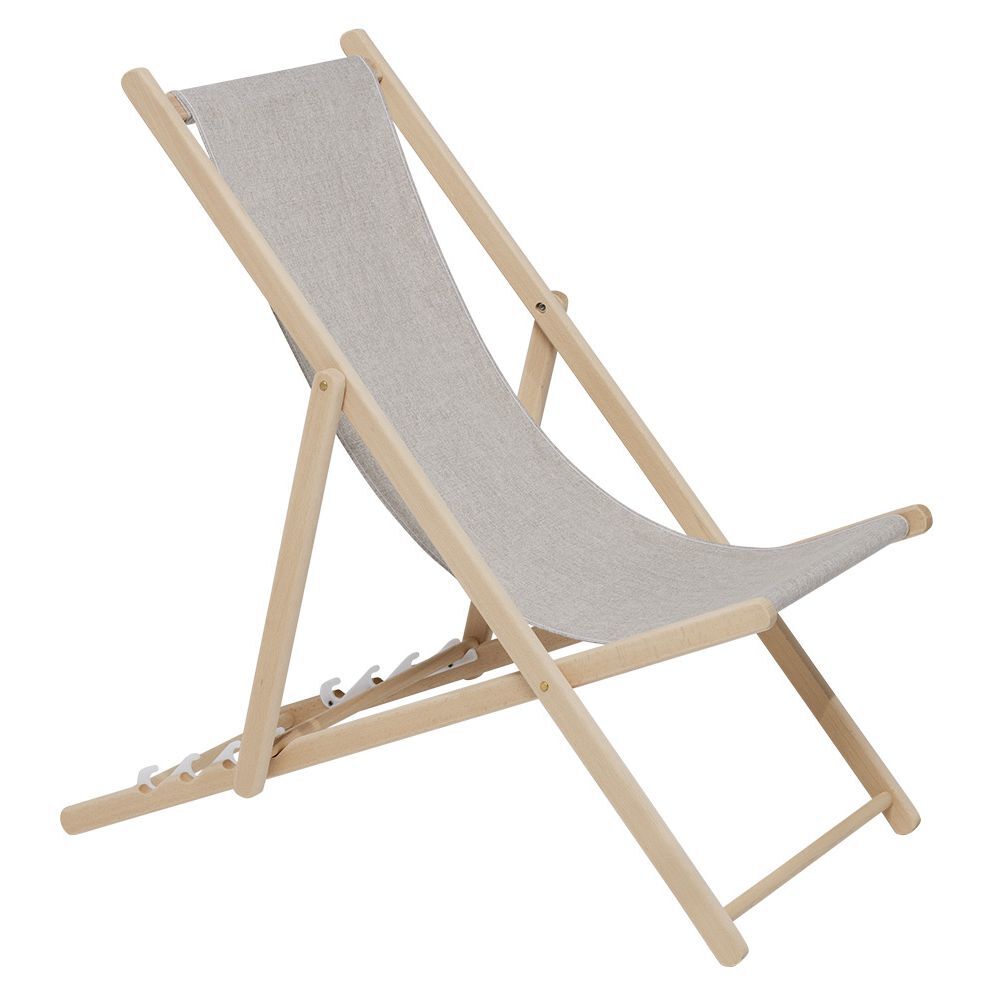 Chilienne Wood hêtre et tissu coton beige uni 96x56xH96cm