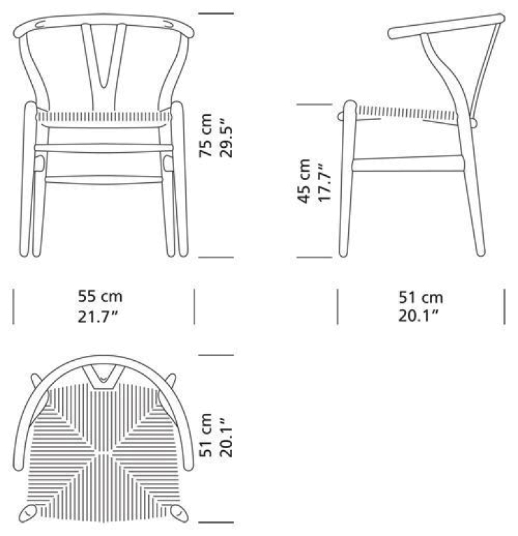 Carl Hansen & Son CH24 Wishbone stoel Colours Black Orange Red