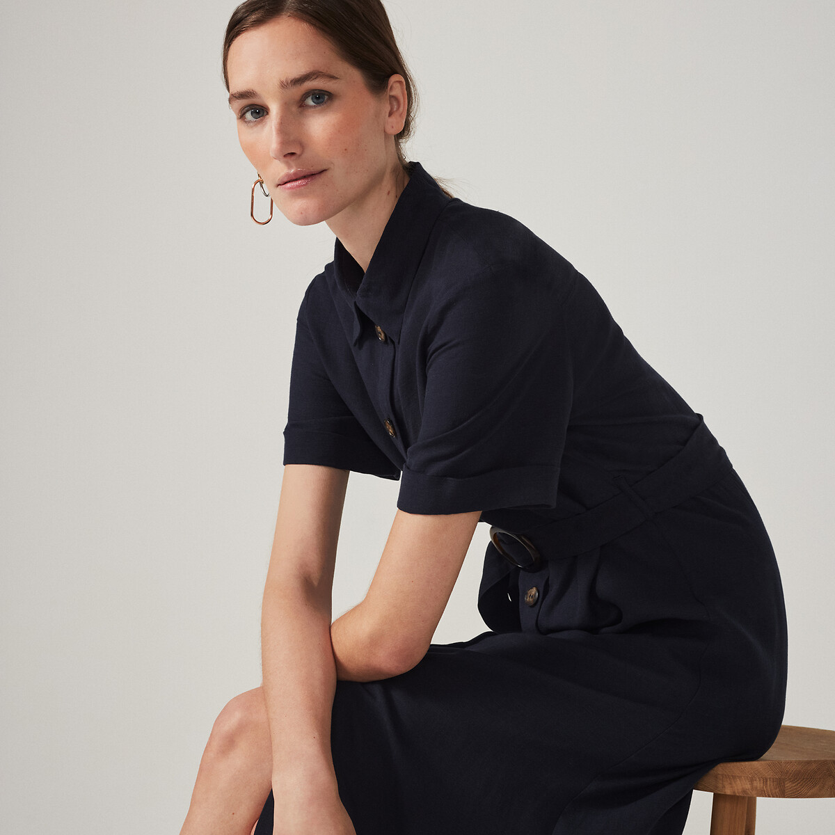 COLEÇÕES LA REDOUTE<br>Camisa em lyocell/linho misto Signature OPHELIE