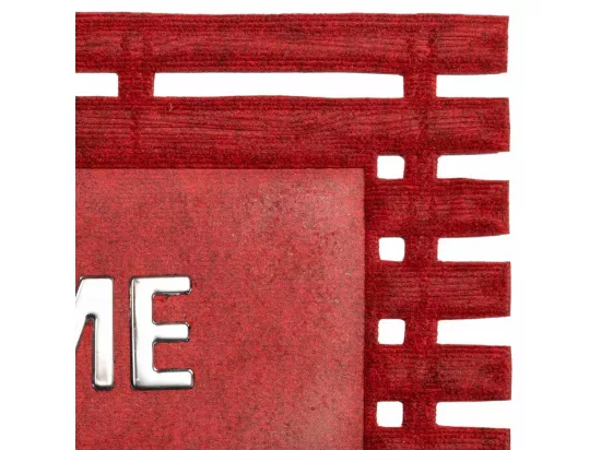 Tapis d'entrée en fibre et caoutchouc avec métal rouge 75x45