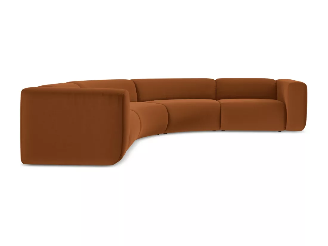 Canapé d'angle modulable en velours - terre cuite - EKAHI