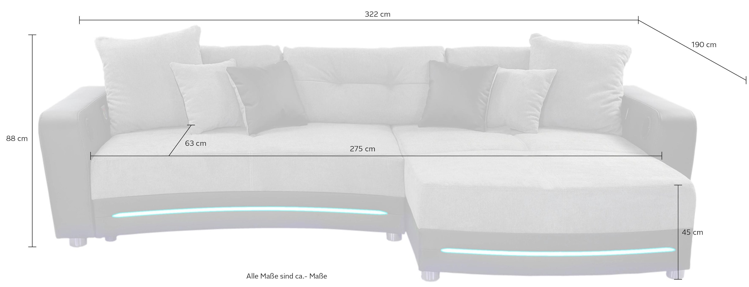 Jockenhöfer Gruppe Ecksofa »Laredo L-Form« inklusive RGB-LED-Beleuchtung und Bluetooth-Soundsystem