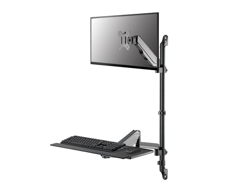 NEOMOUNTS Monitor-Standfuss WL90-325BL1 Schwarz Höhenverstellbarer, wandmontierter Arbeitsplatz für 17-32