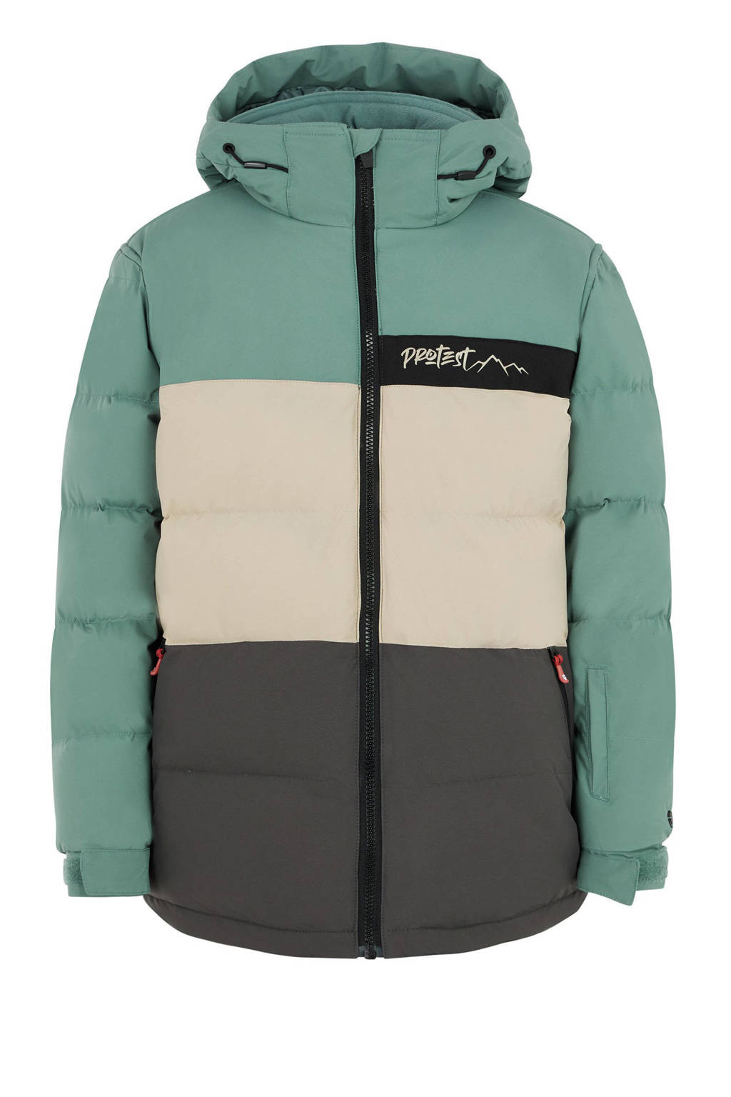 Protest ski-jack PRTCROW JR donkergroen/ecru/mintgroen