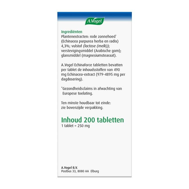 A.Vogel Echinaforce Weerstand1* Tabletten 200 stuks