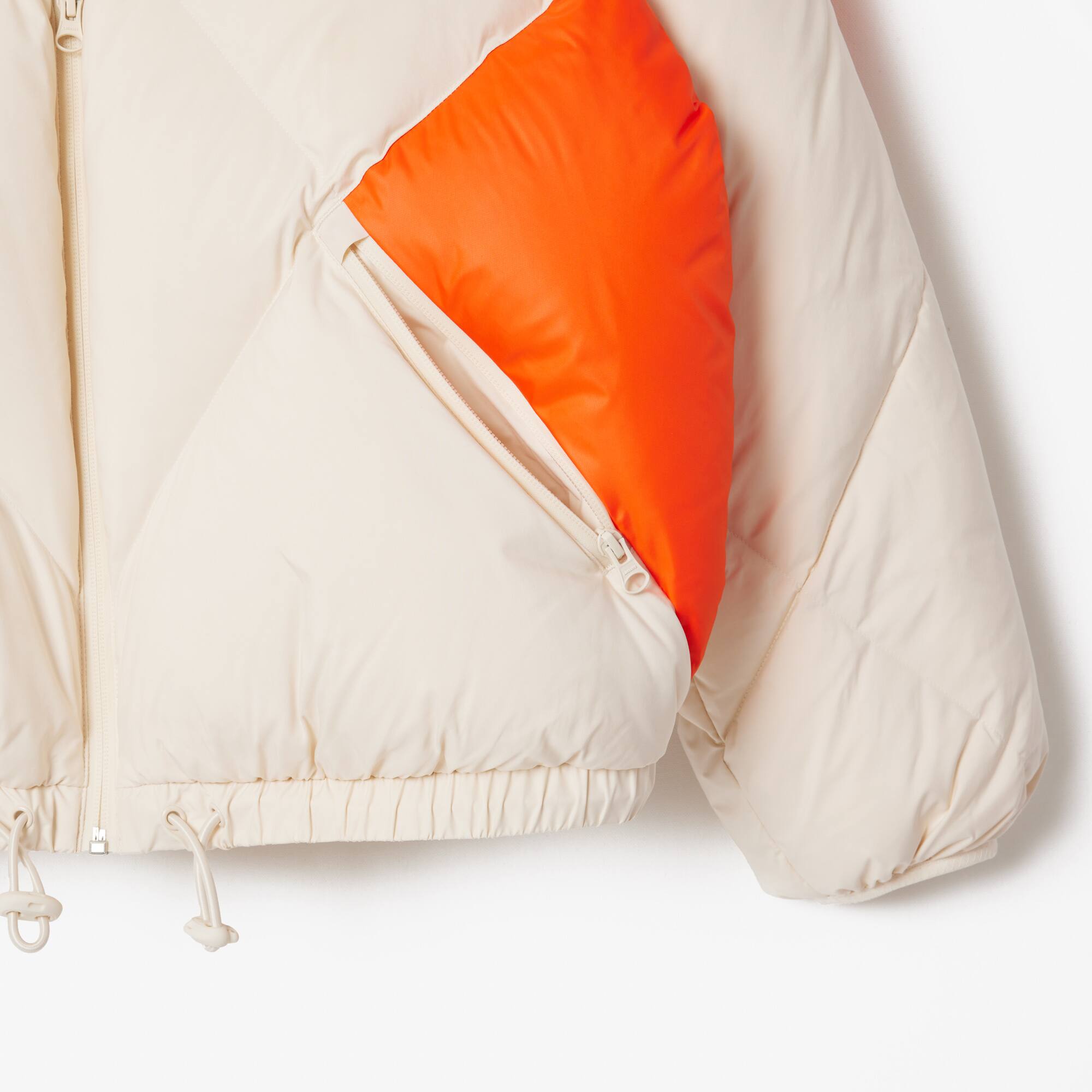 Doudoune courte oversize à capuche Blanc / Orange