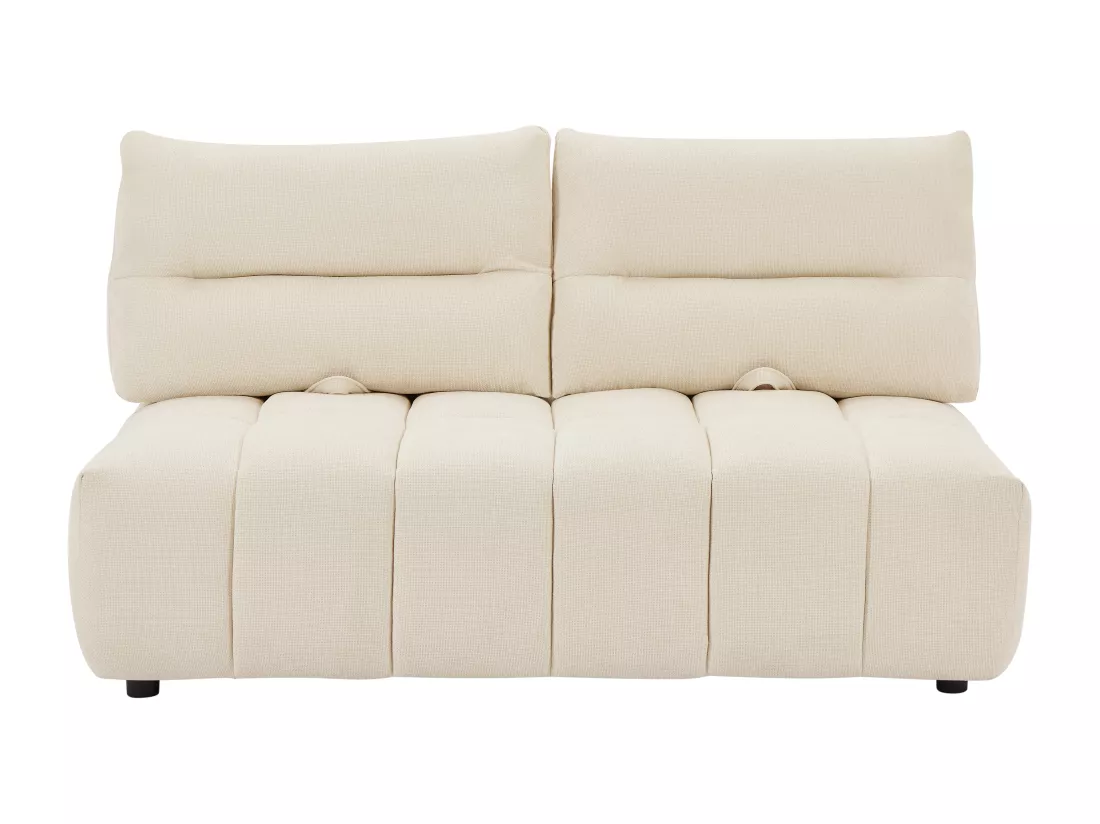 Canapé 2 places dossier avance-recule en tissu texturé beige APOLIU