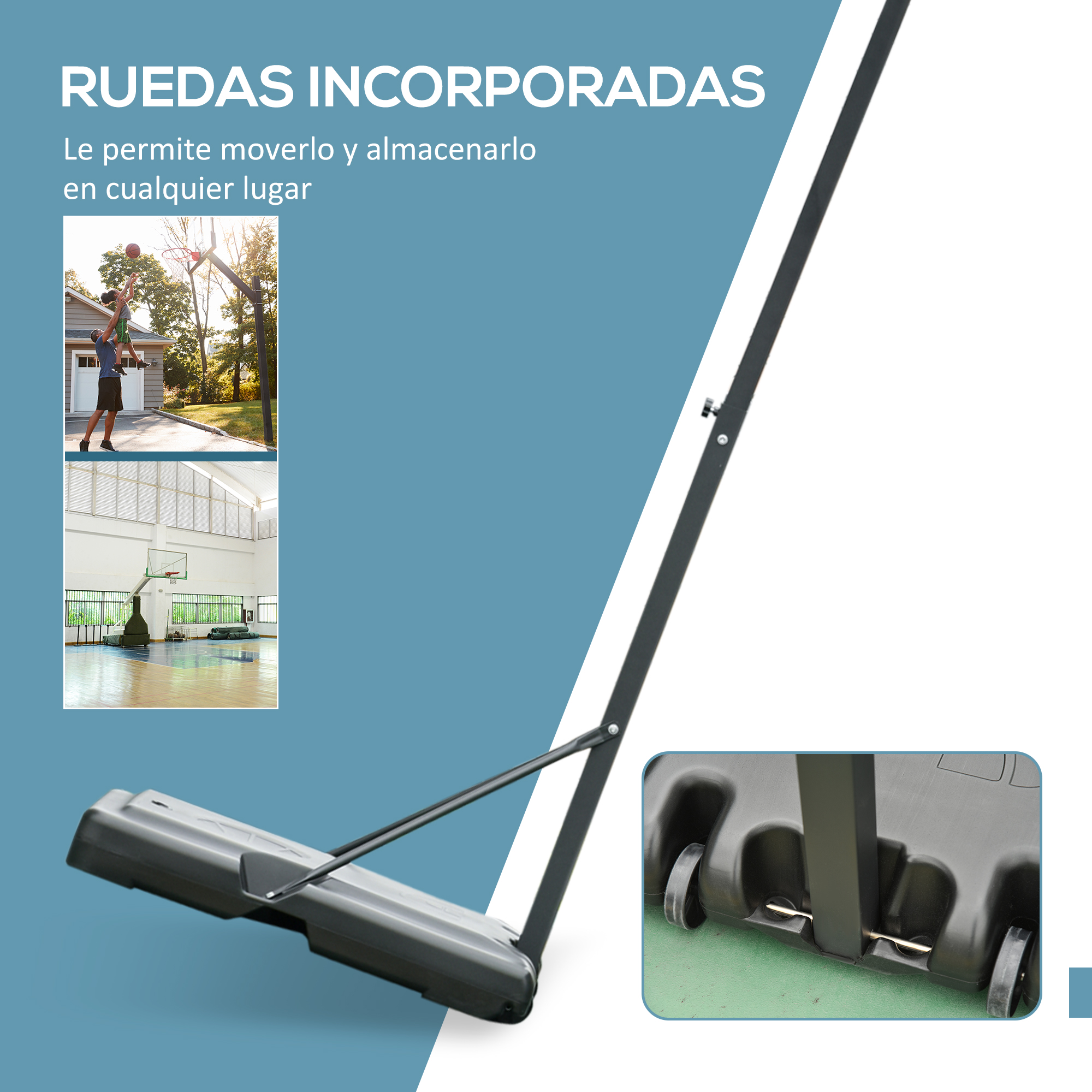 Cesta de basquete preta HOMCOM com suporte móvel, cesta de basquete ajustável.