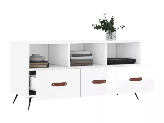 Meuble TV Blanc brillant 102x36x50 cm Bois d'ingénierie