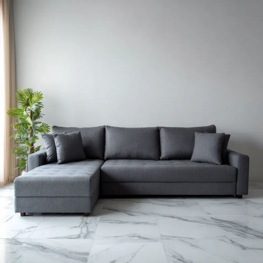 Ecksofa Stoff 280x180x85 cm – Dunkelgrau – Modernes Design
