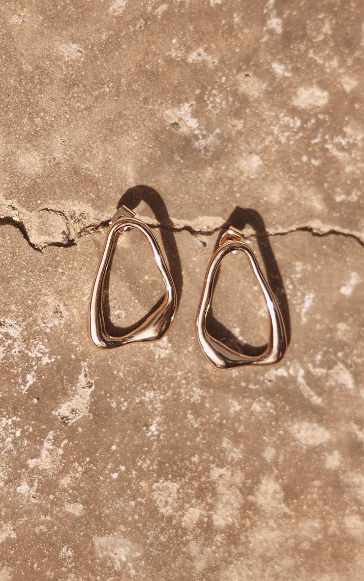 Doré Boucles D'oreilles Ovales Fines Abstraites À Effet Spectaculaire