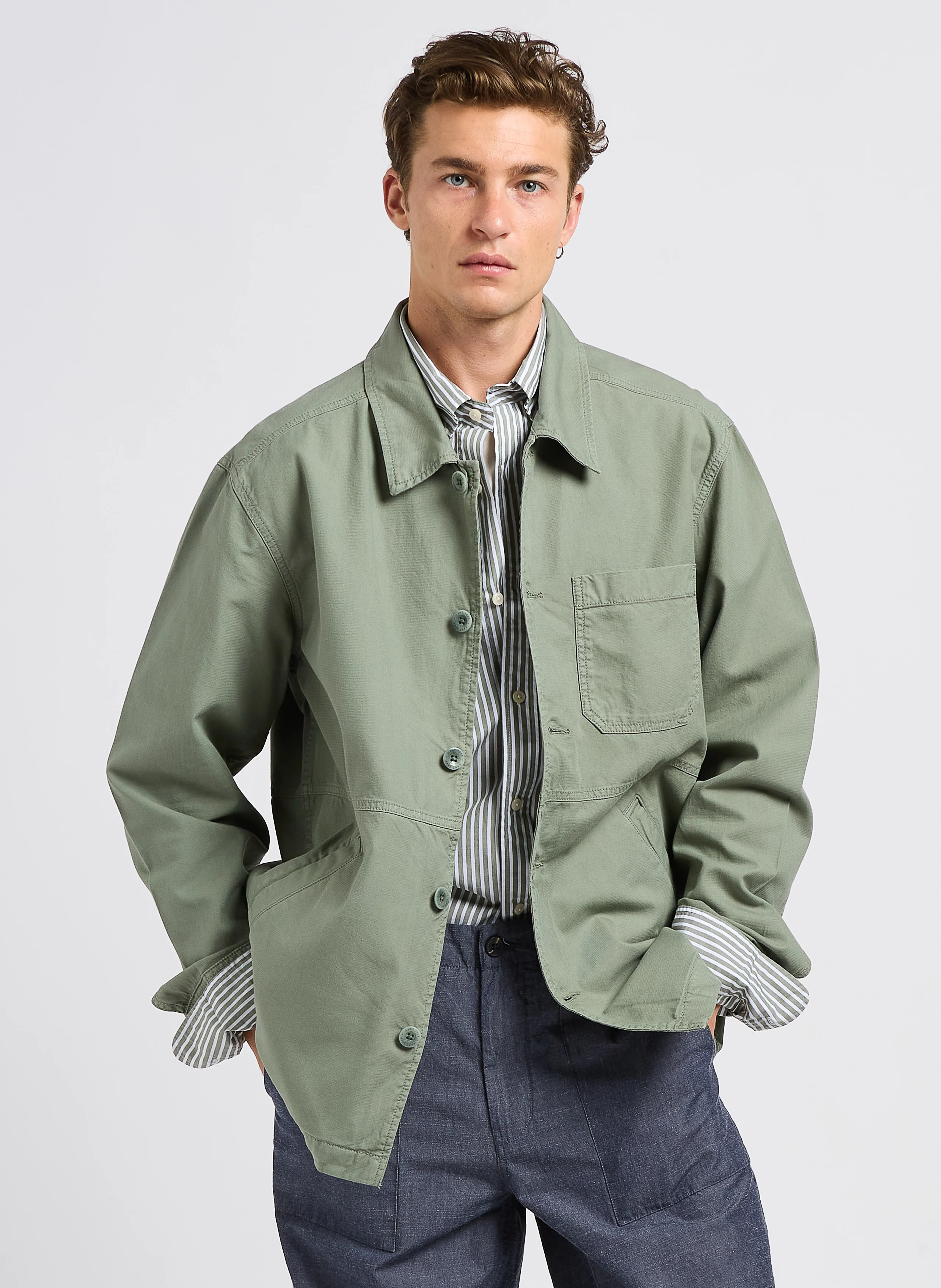 Surchemise col classique en coton | Vert