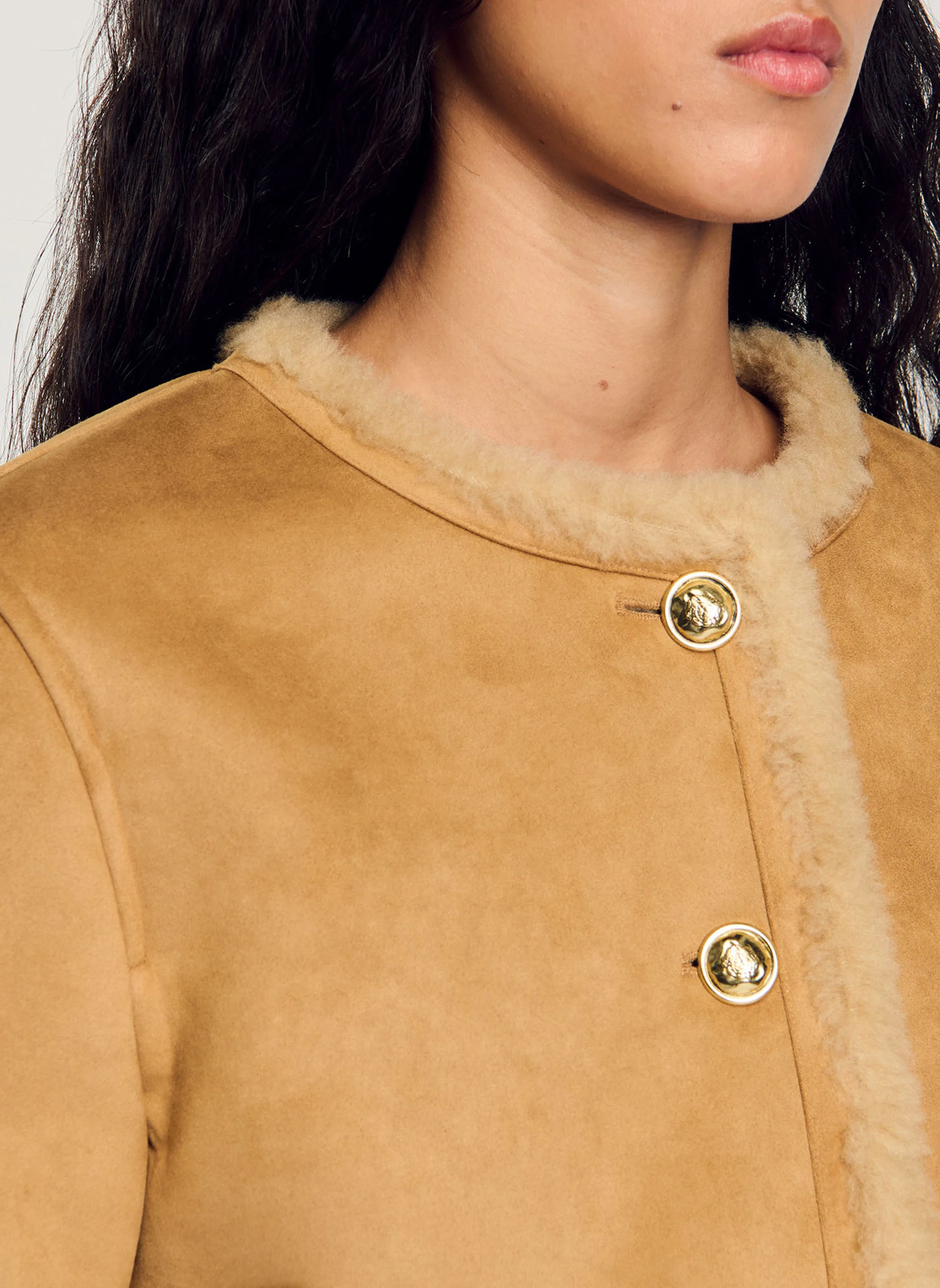 Veste courte effet fourrure | Beige