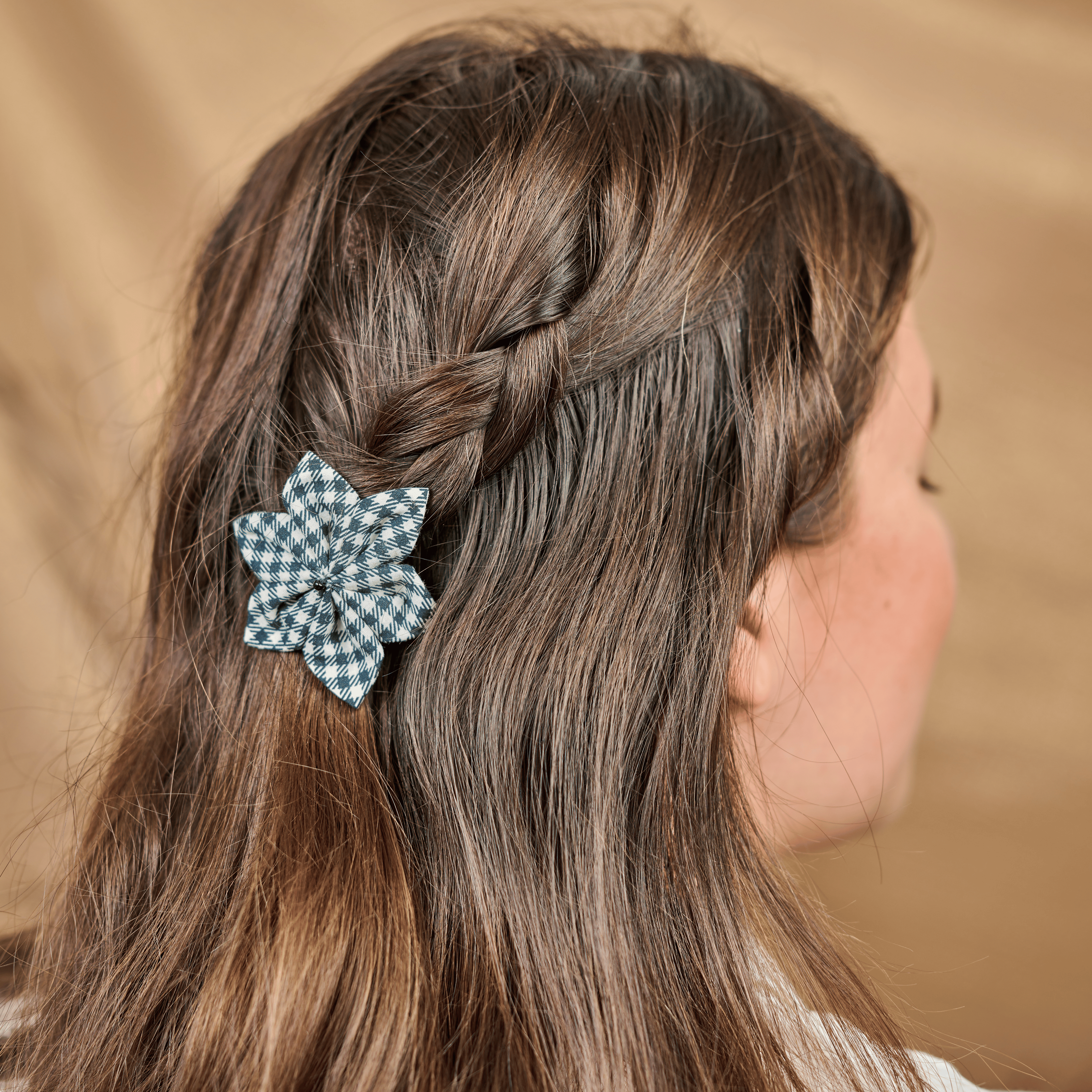 Barrette Fleur Étoile Vichy Noir
