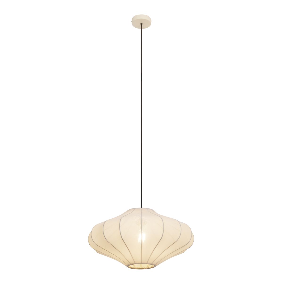 Japandi hanglamp beige met stoffen kap 50cm - Plu
