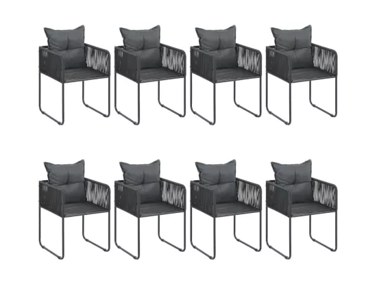Salon de jardin 9 pcs PVC Résine tressée Noir et marron