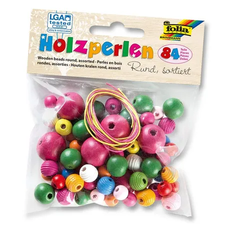 Folia Bunte Holzperlen, rund