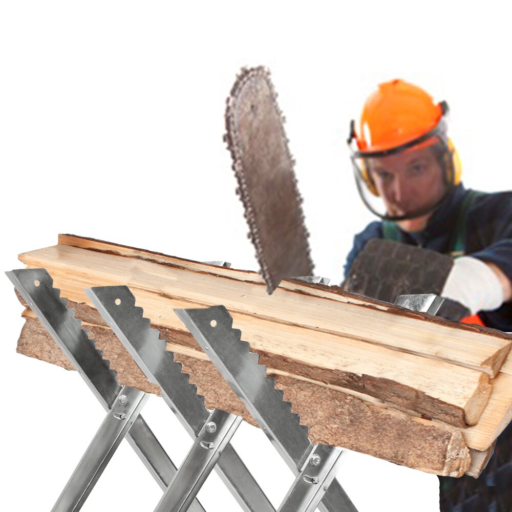 tectake® Holzsägebock, aus verzinktem Stahl mit 3 Stammhaltern, Belastbarkeit 150 kg, 84 x 80 x 80 cm
