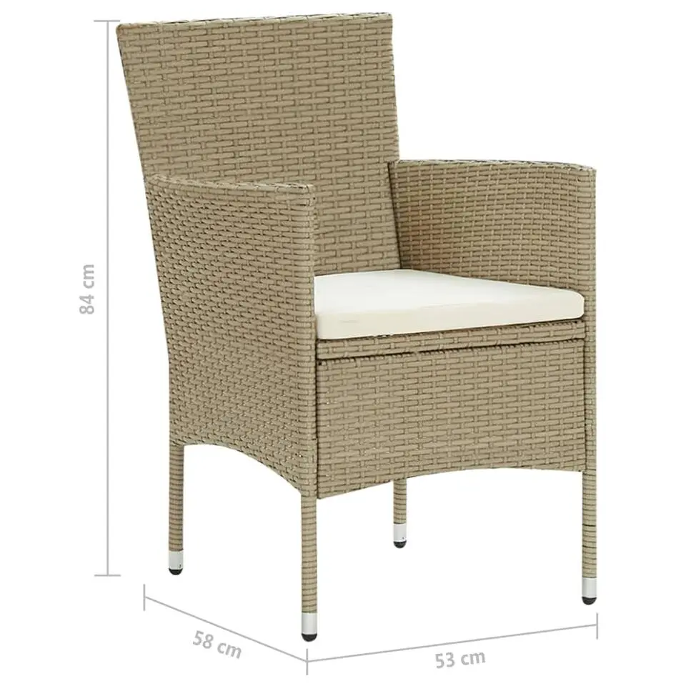 vidaXL - Buitenstoel - Beige - Poly rattan - 2 stuks