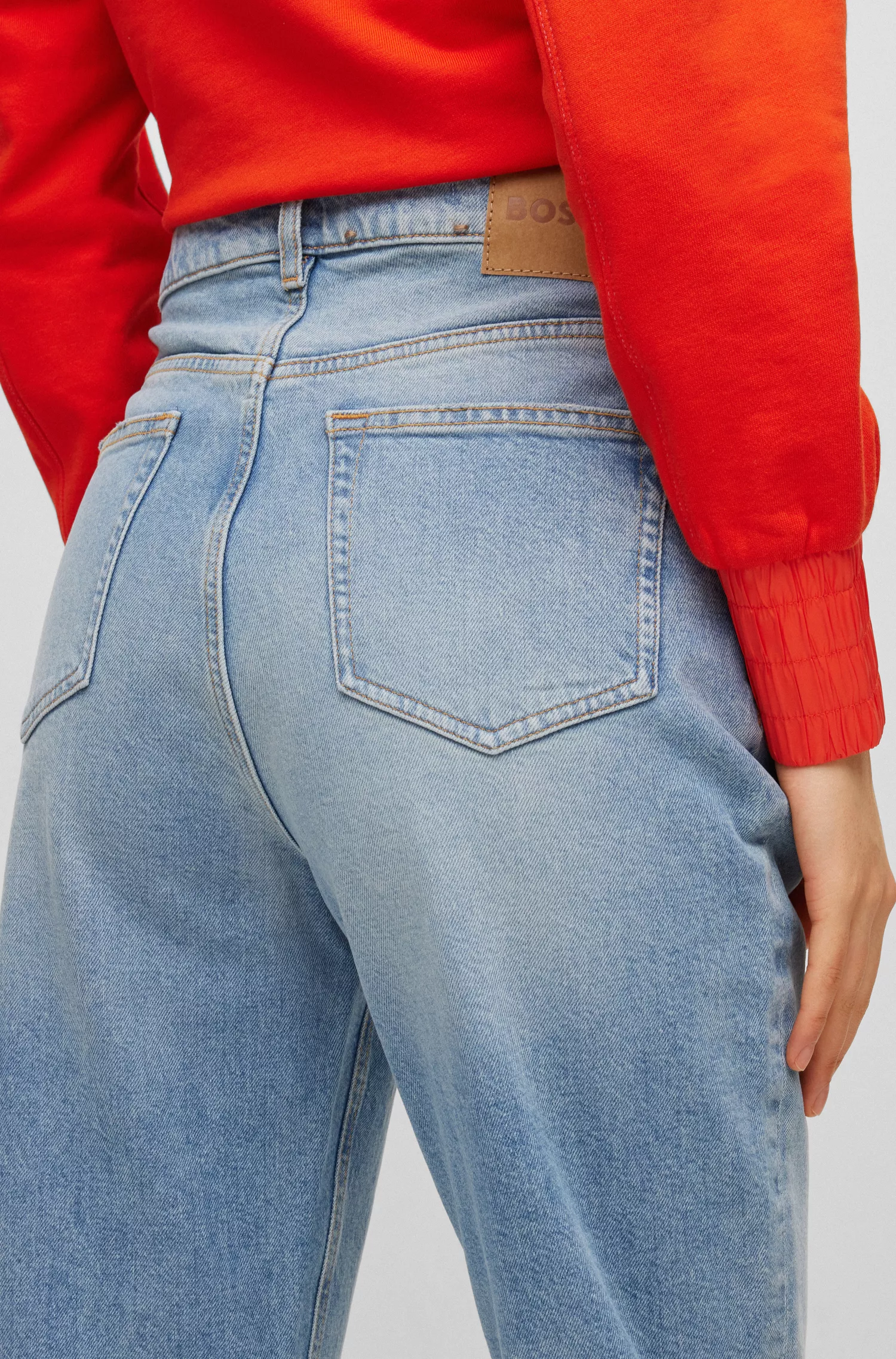 Calça jeans BOSS preta de cintura alta em denim azul com elasticidade confortável