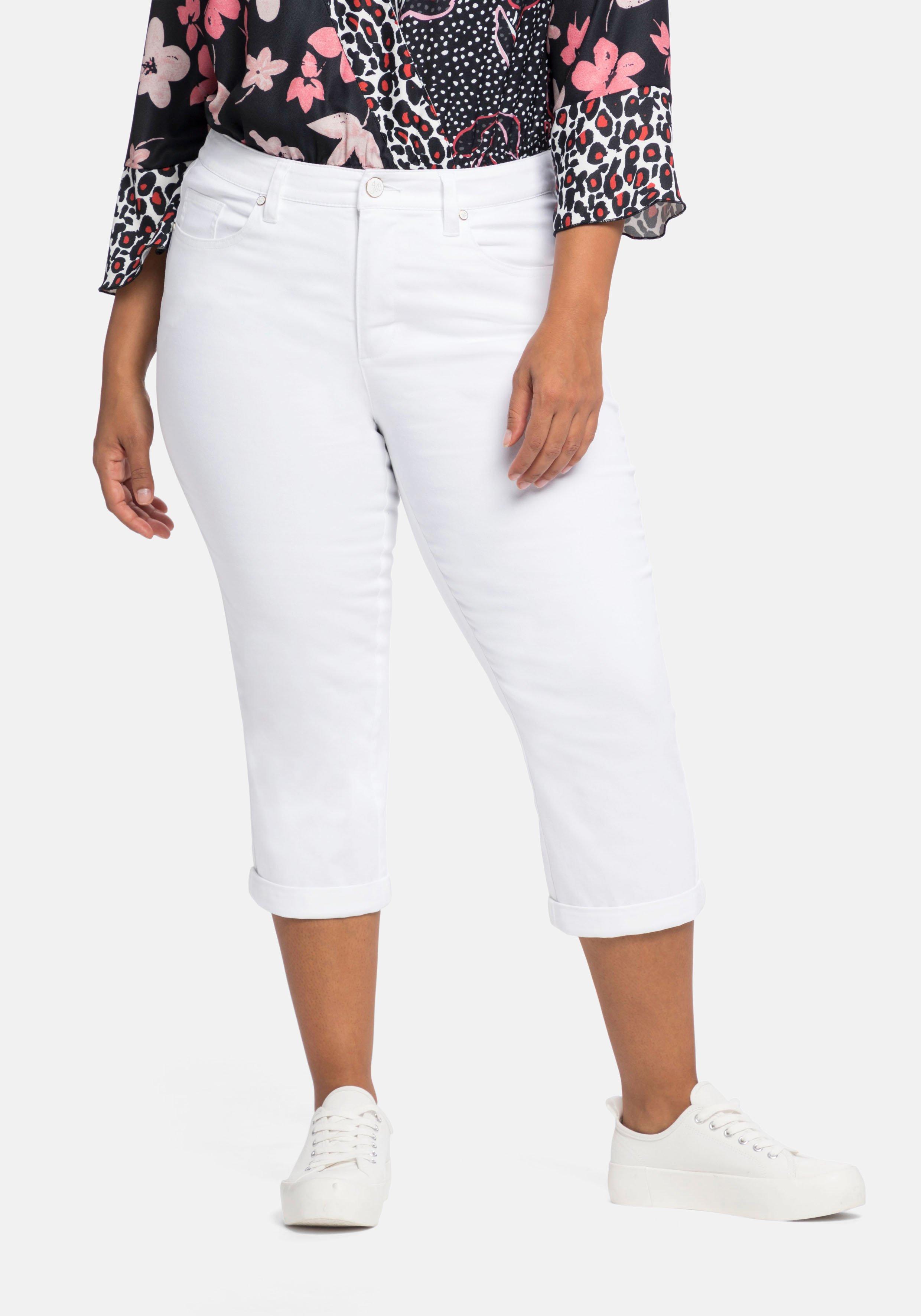 Twill-Caprihose mit fixiertem Umschlag am Bein