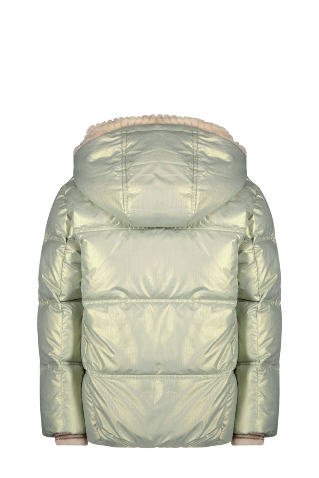 Like Flo quilted gewatteerde winterjas Amaya zachtgroen metallic/beige