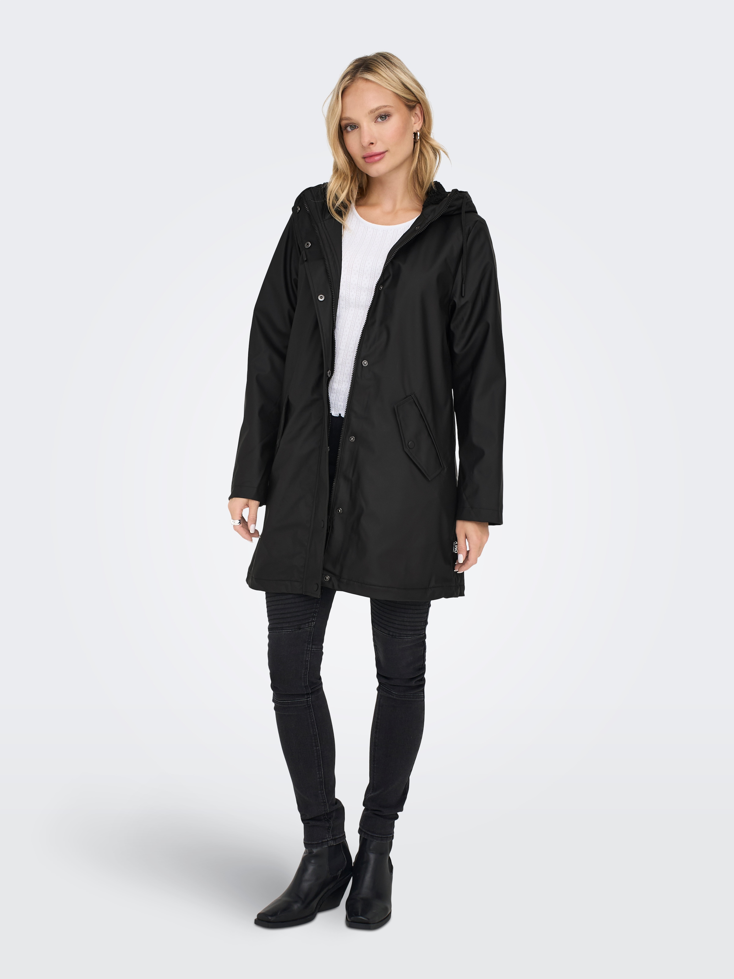 ONLY Funktionsmantel »ONLSALLY RAINCOAT OTW NOOS«, mit Kapuze und Teddyplüschfutter