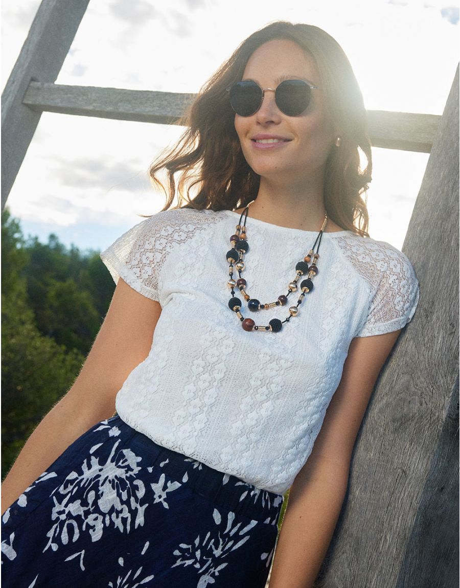Top blanc dentelle