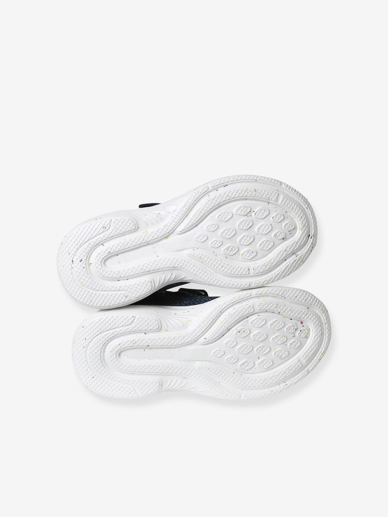 Tênis infantil leve com cadarço e fecho de velcro, azul