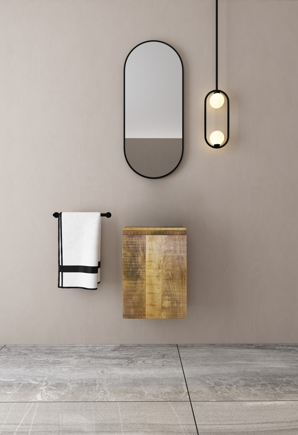 MD Interior Bello toiletmeubel mangohout links met toiletmeubel plank